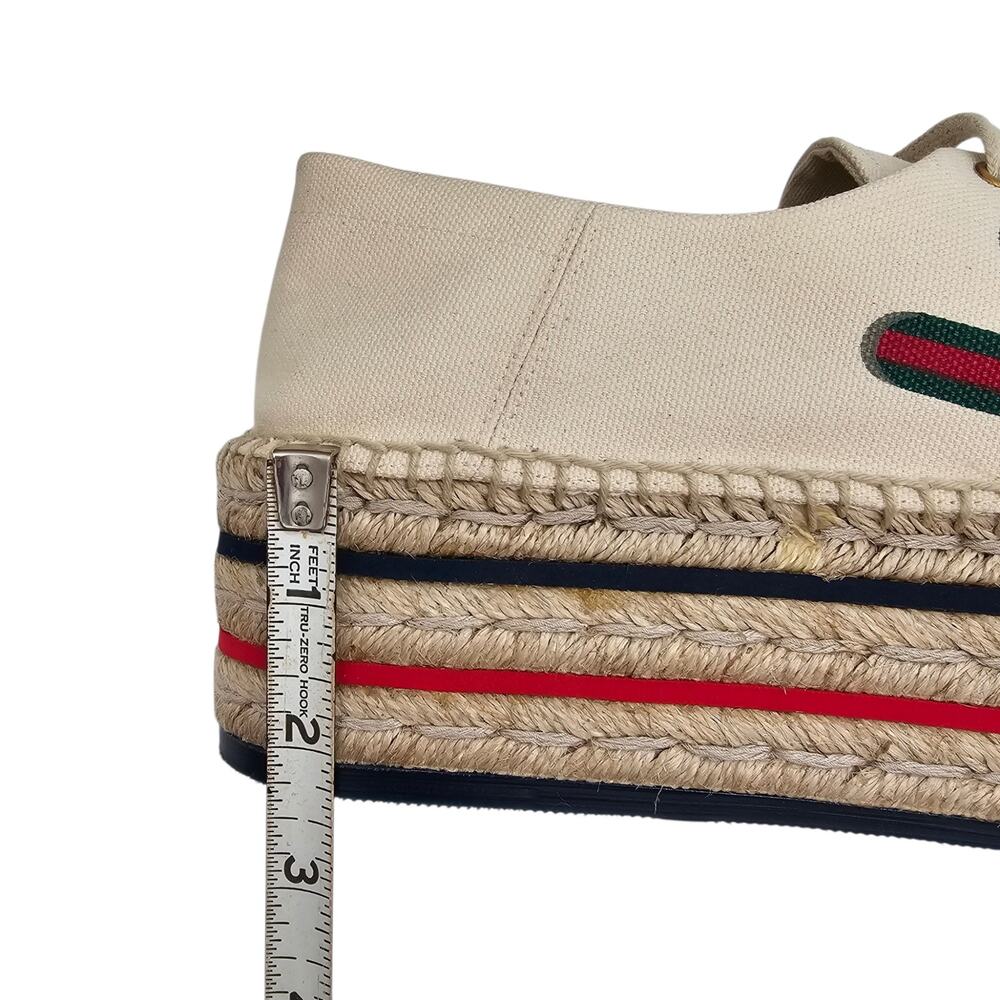 Gucci Lilibeth Platform Espadrille Sneaker White Canvas GG Stripe Size 41 US 11 - Picture 10 of 11